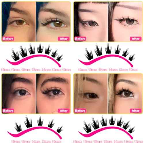 Manga Lash Clusters 8-18mm Fairy Eyelash Clusters DIY Lash Extension Spikes 0.3mm Wispy Natural Individual Cluster Eyelash Extensions D Curl, California Sunset