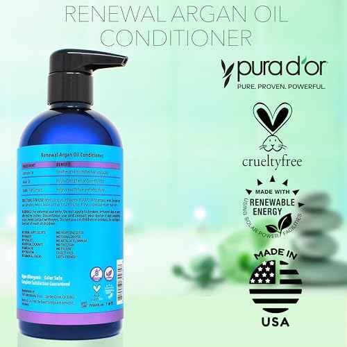 PURA D'OR 16 Oz Renewal Argan Oil Conditioner ? Sulfate-Free, Hydrating, Frizz Control, Color-Safe, with Organic Aloe Vera & Argan Oil, Nourishing & Strengthening for Dry, Damaged Hair