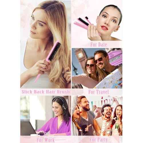 6Pcs Hair Wax Stick Set for Flyaways, Topsy Tail Hair Tools for Women, Teen Girls & Kids, Slick Back Hair Brush, Bun Accessories, Non-greasy Styling Tools Slick Stick, 2.7 Oz