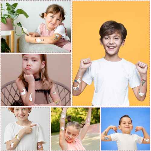 Gameza Funny Goose Temporary Tattoos - 6Sheets One Goose Birthday Decor Decorations Girls Boys Silly Foolish Goose Tattoo Temporary Gifts Duck Geese Animals Theme Party Favors Supplies Prizes Rewards