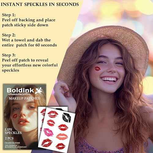 2pcs Makeup Stickers,Waterproof Face Lips Temporary Tattoo Stickers,Masquerade Sticker,Wedding Face Makeup Sticker for Women.