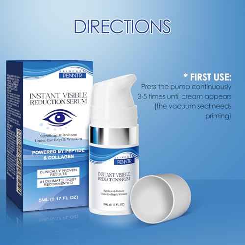 Instant Visible Reduction Serum- Reduces Under-Eye Bags & Wrinkles, Powered by Pepitide and Collagen, Anti-Aging Cream for Fine Lines (0.17 Fl.OZ)