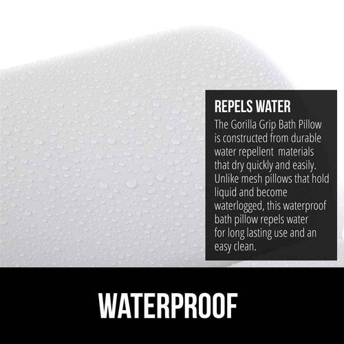 GORILLA GRIP Bath Pillow for Tub, Headrest for Neck and Back Support, Luxury Bathtub Pillows, Hot Tub Cushions, Bathroom Accessories for Women, Relaxing Spa Gifts for Mom Wife Girlfriend 2 Panel White