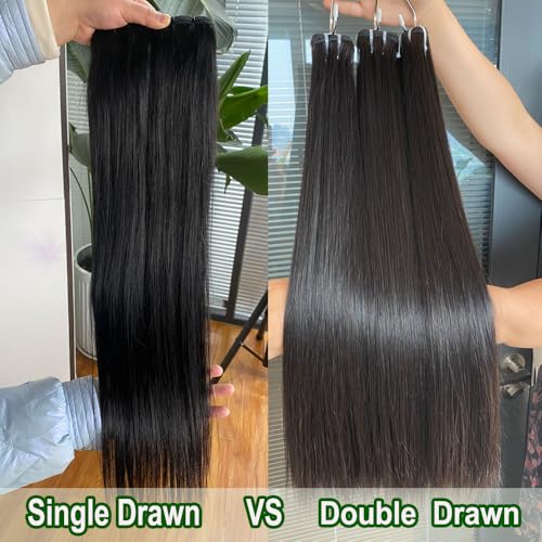 16A Straight Bundles Human Hair 100% Unprocessed Vietnamese Raw Hair Bundles Full and Thick Straight Weave Hair Extensions for Women,Three Times the Lifespan 12 Inch