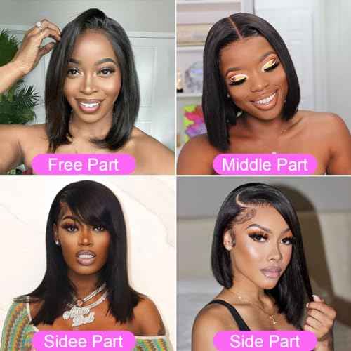 Healthair Straight Bob Wigs Human Hair 12inch 13x4 HD Lace Front Short Bob Wigs for Black Women Glueless Wigs Human Hair Pre Plucked Human Hair Wigs
