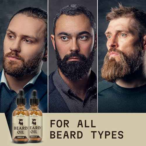 Striking Viking Beard Oil for Men - 2 Fl Oz, Pack of 2, Vanilla Scent - Naturally Derived Conditioner with Almond, Tea Tree, Argan & Jojoba Oil for Beard Growth, Softening & Moisturizing