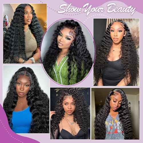 Deep Wave Lace Front Wigs Human Hair, 13x4 HD Lace Front Wet And Wavy Frontal Brazilian Human Hair Deep Curly Wig For Women Glueless, Bouncy Soft, 180 Density Tangle Free, Pre Plucked 20 Inch