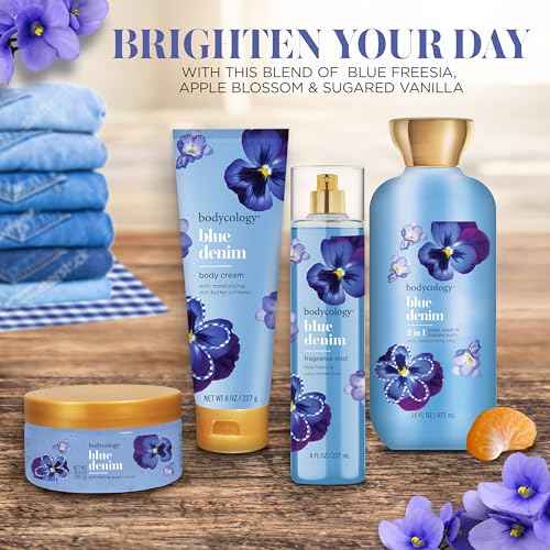 Bodycology Long-Lasting Fragrance Body Mist, Blue Denim, 8 fl oz (Pack of 2)