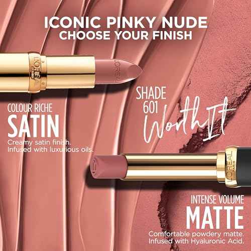 L'Oreal Paris Colour Riche Satin Lipstick for Moisturized Lips,Lip Makeup with Argan Oil and Vitamin E,Worth It,0.13 Oz