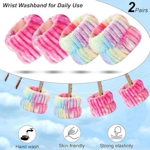 6pcs Headband and Wristband for Face Washing, Makeup Spa Skincare Headband, Skin Care Face Wash Headbands Wrist Bands Tools Set, for Women and Teen Girls Gifts