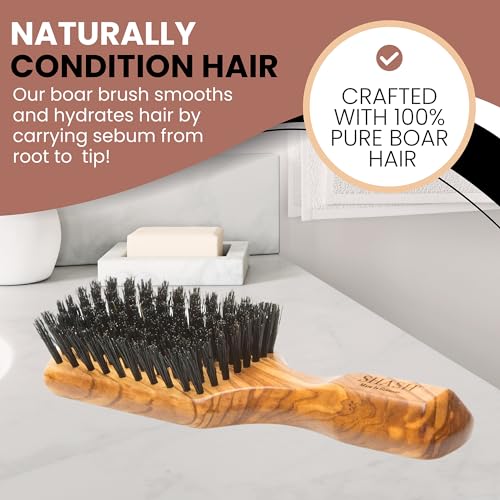 Since 1869 Hand Made in Germany - Robust Craftsman 100% Boar Bristle Hair Brush for Men, Suitable For Thin To Normal Hair, Firm, Naturally Conditions Hair, Improves Texture and Stimulates the Scalp