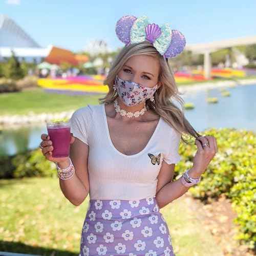 JIAHANG Mermaid Mouse Ears Headband with Sequin Bow, Seashell Hair Band Party Decoration Headwear for Women Girls