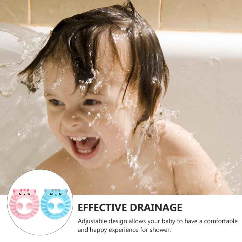 Totority Waterproof Baby Bath Cap with Adjustable Ear Cover 2 Pack Infant Shower Hat for Toddler Shampoo Protection and Comfortable Bathing