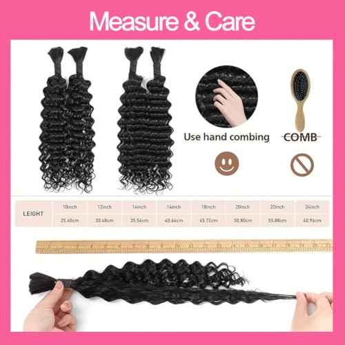 20 Inch Human Braiding Hair 100g Deep Wave Bulk Human hair for Braiding Natural Black Color No Weft Human Hair Bundles Micro Virgin Human Hair Extension for Boho Braids (100g(2bundles), 20 Inch)