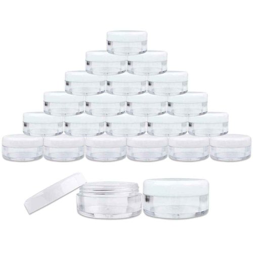 (Quantity: 200 Pieces) Beauticom 5G/5ML Round Clear Jars with White Lids for Lotion, Creams, Toners, Lip Balms, Makeup Samples