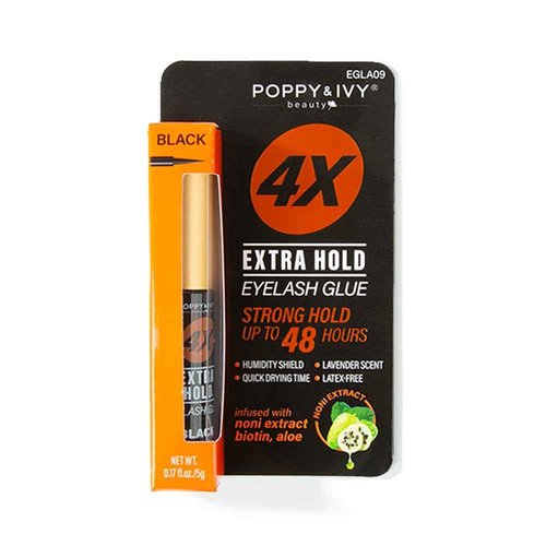 Absolute New York's Poppy and Ivy Tube Eyelash Adhesive, Extra Hold, Strong Hold Up to 24-48 Hours (EGLA09 Black)