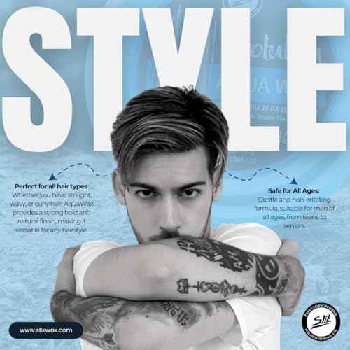 SLIK Aqua Wax Water-Based Hair Styling Wax - Strong Hold, Frizz Control, Easy Wash Out - Unisex for Men, Women, Teens, and Kids (140g / 4.9oz)