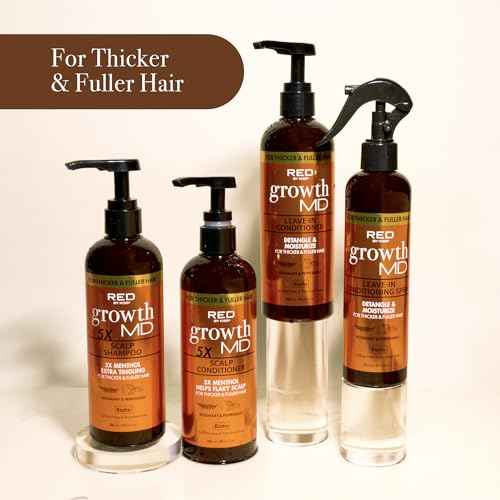 Red by Kiss Growth MD Leave-In Conditioner, Detangle Moisturize & Strengthen, 5X Menthol Biotin, Panthenol & Niacinamide for Thicker, Fuller Hair, Vegan Formula & Cruelty Free, 10 oz