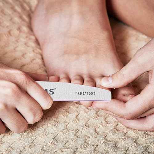 BTYMS 10Pcs 100/180 Grit Nail Files - Double-Sided Emery Boards for Acrylic, Gel & Natural Nails