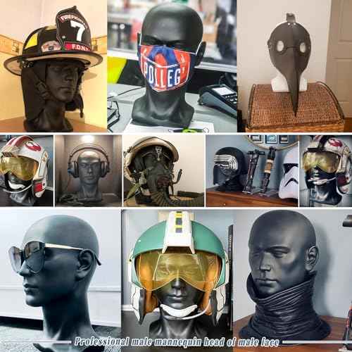 Male Mannequin Head Professional PVC Manikin Head for Display Wigs Hats Headphone Mask Sunglasses Scarf Jewelry Display Stand (Black Matte)