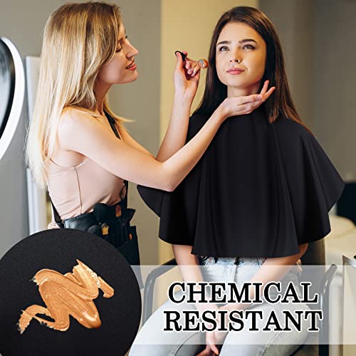 Wesiti 16 Pcs Short Makeup Cape for Women Men Black Waterproof Nylon Hair Cutting Cape, Salon Hair Apron Beard Shorty Smock for Clients Lightweight Makeup Bib for Artist Beautician