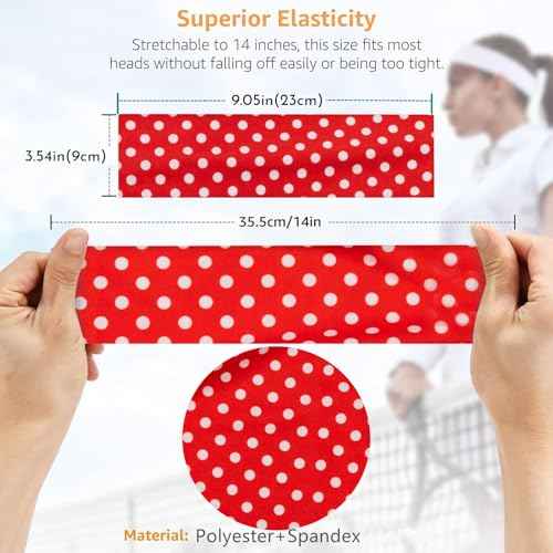 Womens Polka Dot Headband - 4PCS Head Bands for Women's Hair Stretchy Non Slip Wraps Fashion Soft Wide Headbands Yoga Workout Hair Accessories