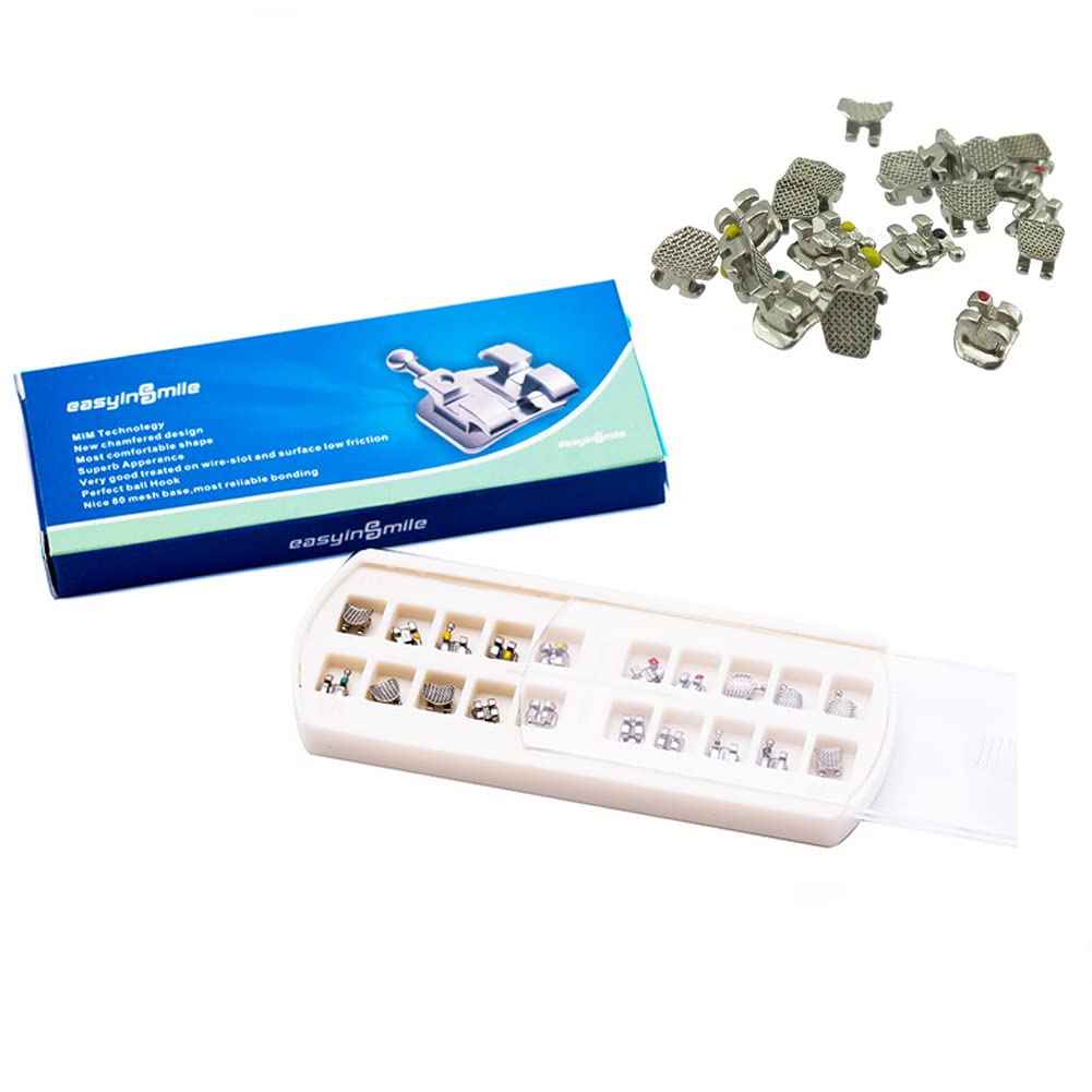 SNAWOP Dental Orthodontic Brackets 20PCS Mini Metal Braces Slot.022 Hooks (Roth 022 3-4-5 with Hooks)