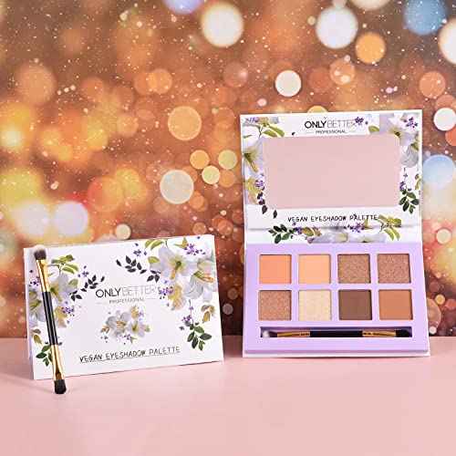 Matte Eyeshadow Palette, Vegan Eyeshadow Palette with Brush, 8 Shades Nude High Pigmented Organic Long Lasting Naked Eyeshadow