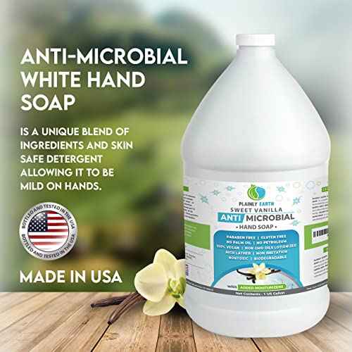 Antimicrobial Liquid Hand Soap (4 x 1 US Gallon) - Antibacterial Soap Refill - Hand Soap Refill Bottle - Cruelty Free Moisturizing Soap, Sweet Vanilla