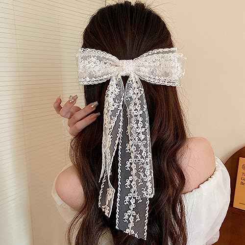 Lace Hair Bows and Clips Set, Cute Alligator Barrettes with Hair Accessories for Women and Girls - Perfect for Wedding, Prom, Bachelorette Party, Bridal Shower Gift