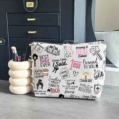 WCGXKO Novelty Realtor Gift Realtor Sayings Real Estate Life Quotes Canvas Makeup Bag (realtor)