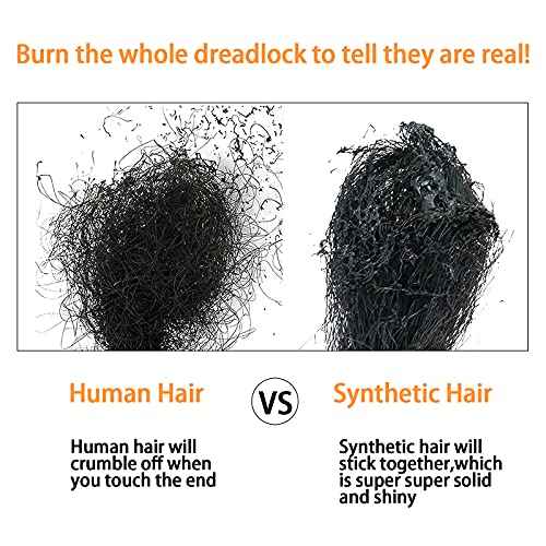 100% Human Hair Dreadlock Extensions for Men/Women 0.6cm Width Full Hand-made 6 Inch 60 Strands Permanent Locs Extensions Can be Dyed and Bleached