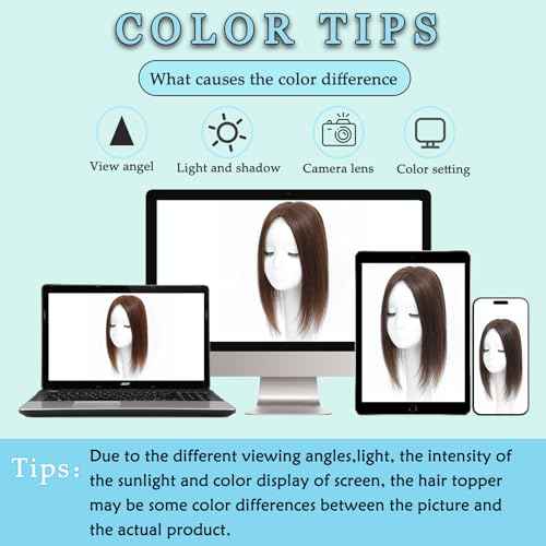 Hair Toppers for Women Real Human Hair, Realistic Biological Scalp Toppers HairPieces for Women with Thinning Hair Middle Part Clip in Bangs Big Base 360¡Æ 3D Cover (Dark Brown, 18 Inch)