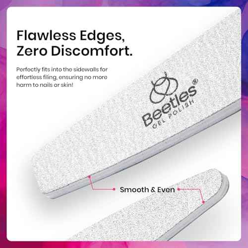 Beetles Pro 3-Pcs Nail File Nail Buffer - Professional 100/180/240 Grit Nails Files and Buffers Double Sided Washable Shaper Files for Acrylic, Gel & Natural Nails ? Salon Quality Manicure Tool