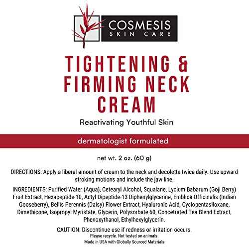 Cosmesis Tightening & Firming Neck Cream - Hydrates & defends neck skin, inhibits elastin breakdown & stimulates collagen synthesis, 2 oz.