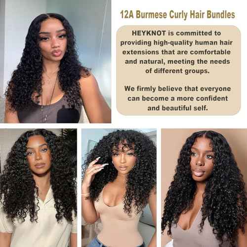 Burmese Curly Bundles Human Hair 20 22 24 Inch 3 bundies 100% Unprocessed Quick Weave 3C4A Water Wave with Spiral Curly End Real Human Hair Extensions for Woman Natural Black