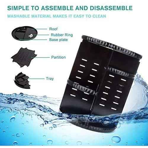 sanipoe Rotating Makeup Organizer,DIY Adjustable Spinning Holder,Foldable Cosmetic Storage Display box,Large Capacity Make up Caddy Shelf,Fits Countertop Vanity and Bathroom (Black)