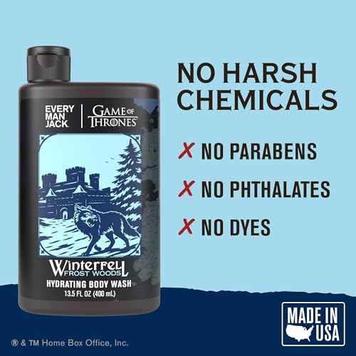 Every Man Jack Game of Thrones Collectors Body Wash - Winterfell - Frost Woods Scent - 13.5 oz (Pack of 2)