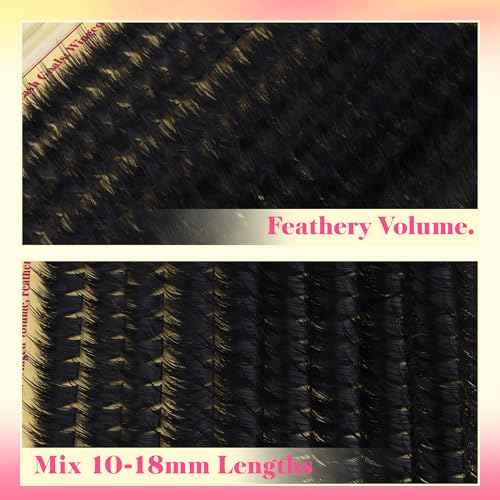 Volume Lash Clusters with Spiky Manga Lash Clusters 300D Eyelash Clusters 10-18MM Thick Wispy D Curl Cluster Eyelash Extensions 3D Fluffy Cluster Eyelash Extensions by FANXITON