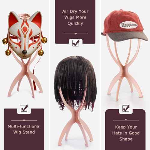 Dreamlover Wig Head Stand for Wigs, Rose Gold, 3 Packs