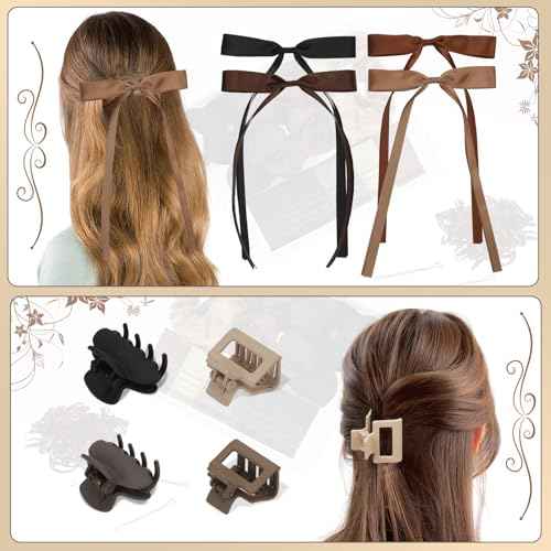 860Pcs Hair Accessories Set for Woman, Bow Hair Clips Hair Scrunchies Bobby Pins Claw Hair Clips Seamless Cotton Ponytail Holders Hair Ties Rubber Elastic Hair Bands with Organizer Box