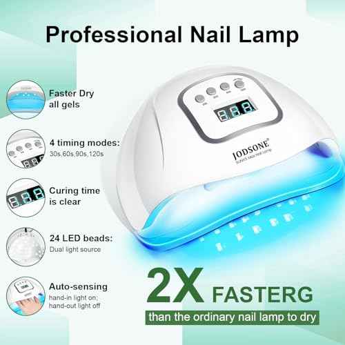 JODSONE 32 Colors Jelly Gel Nail Polish Kit with U V Light Crystal Transparent Classic Color 4 Functional Gel for All Seasons