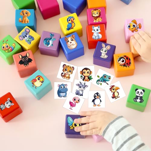 JCFIRE Larger Temporary Tattoos For Kids, 102 Styles Mixed Cute Animals Stickers Birthday Party Favors for Kids 3-5 4-8, Goodie Bag Stuffers Party Supplies Decoration Gifts Activities Games Christmas