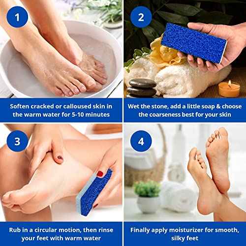 Love Natural Pumice Stone for Feet - Ultimate 2-in-1 Scrubber and Professional Exfoliating Rock for Feet Hands Body Care - Foot Stone for Dead Skin & Callus Removal (Blue)