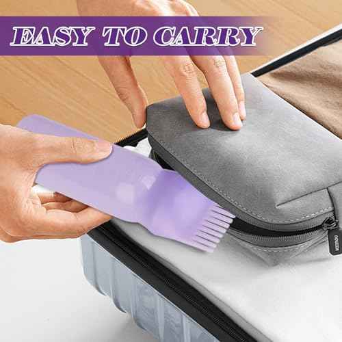 Hair Oil Applicator - 2 Pack 6 Ounce Root Comb Applicator Bottle, Squeeze Hair Oil Bottle with Comb for Scalp, Dye, Braids (Purple)