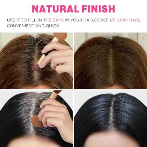 Dual-Ended Hair Makeup Brush - Precision Hairline Powder Brush With Sponge Tip For Seamless Blending - Root Touch Up & Hair Contour - Brown, 4.7 inch