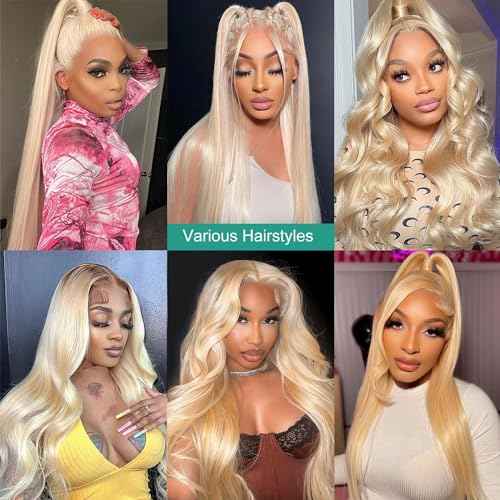 OYM Highlight Lace Front Wig Human Hair Body Wave Ombre Honey Blonde 13x6 HD Lace Frontal For Women Ombre Lace Front Human Hair Wigs 180% Density Colored 20 Inch Highlight Lace Wigs
