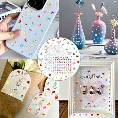 895 PCS Gem Stickers Rhinestones Pearls for Crafts, Festival Jewels Rave Accessories for Women, Glitter Small Stickers for Face Eye Hair Nail Body Makeup WUINOID