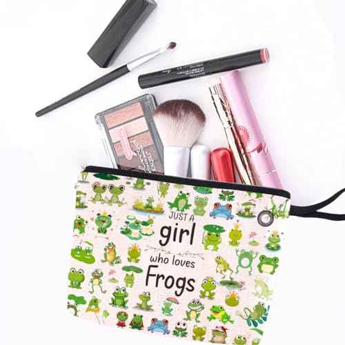 Funny Frog Gifts Makeup Bag Frog Stuff for Girls Women Daughter Niece Best Friend Coworker Sister Frog Animal Lover Gifts for Women Cosmetic Bag Zipper Pouch Travel Bag Graduation Birthday Gifts