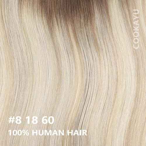 COOKAYU Clip in Hair Extensions Real Human Hair, 8/60/18 Ombre Real Hair Extensions Clip in Human Hair, Thick Silky Straight, 22inch 120g 7Pcs